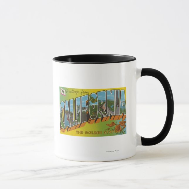 Der goldene Staat - Große Briefmarkenszenen Tasse (Rechts)