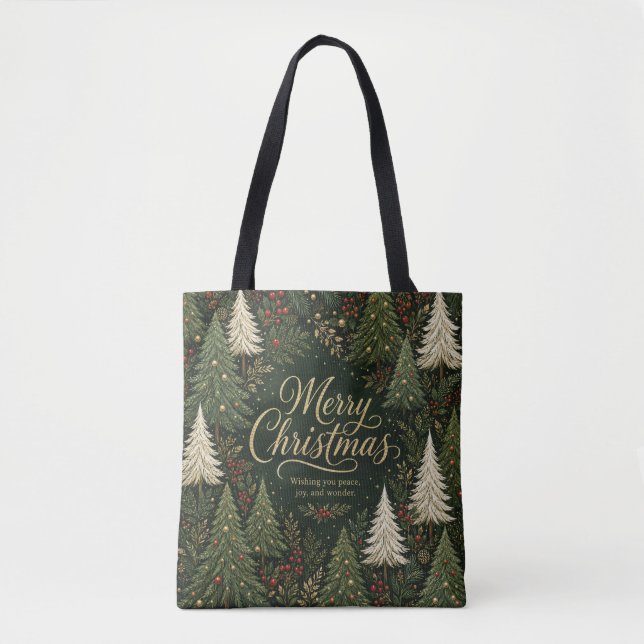 Der goldene Weihnachtswald Tasche (Vorderseite)