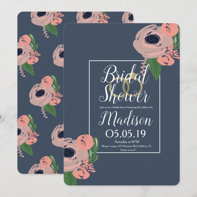 Der goldfarbene Rosengarten-goldene Ring Einladung (Vorne/Hinten)