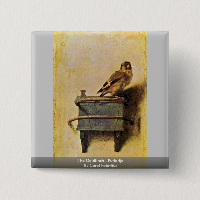 Der Goldfinch., Puttertje durch Carel Fabritius Button (Vorderseite)