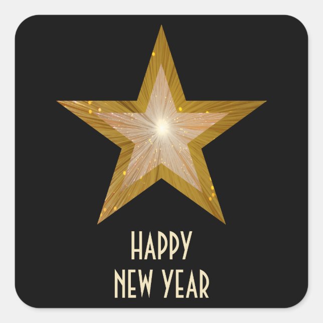 Der Goldstar 'Neujahrstag' wird schwarz Quadratischer Aufkleber (Vorderseite)