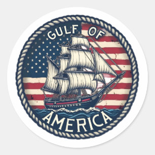 Der Golf von Amerika Patriotic Runder Aufkleber