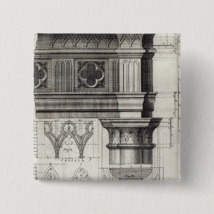Der gotische Entablature und die Hauptstadt Button