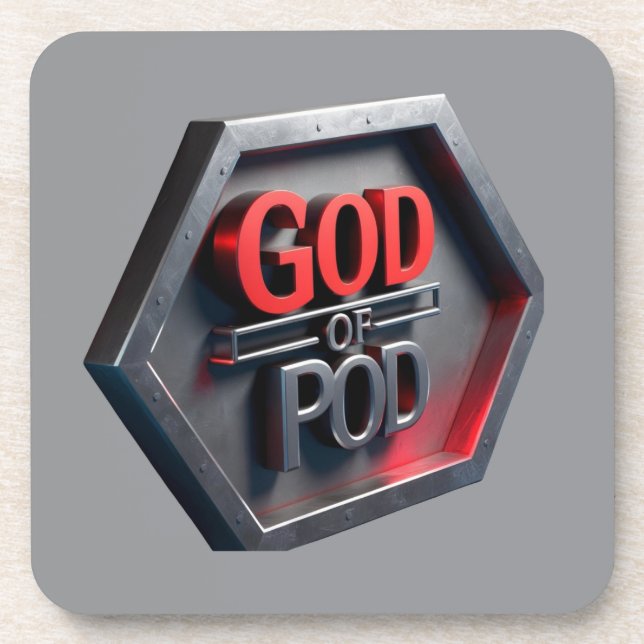 Der Gott des POD (Print On Demand) Getränkeuntersetzer (Vorderseite)