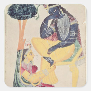 Der Gott Krishna mit seiner TodLiebe, Radha Quadratischer Aufkleber
