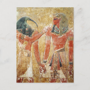 Der Gott Thoth mit Seti I im Grab von Seti Postkarte