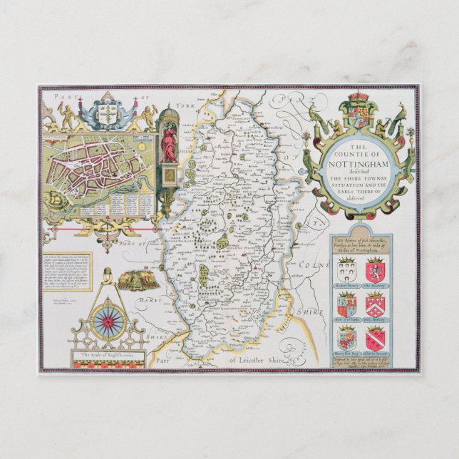Der Grafschaft Nottingham, eingraviert von Jodocus Postkarte (Vorderseite)