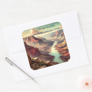 Der Grand Canyon & Zitat Quadratischer Aufkleber