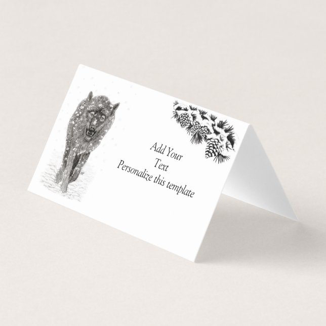 Der graue Schwarze Wolf im Schnee , der wilde Wint (Vorderseite)