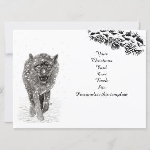 Der graue Schwarze Wolf im Schnee , der wilde Wint