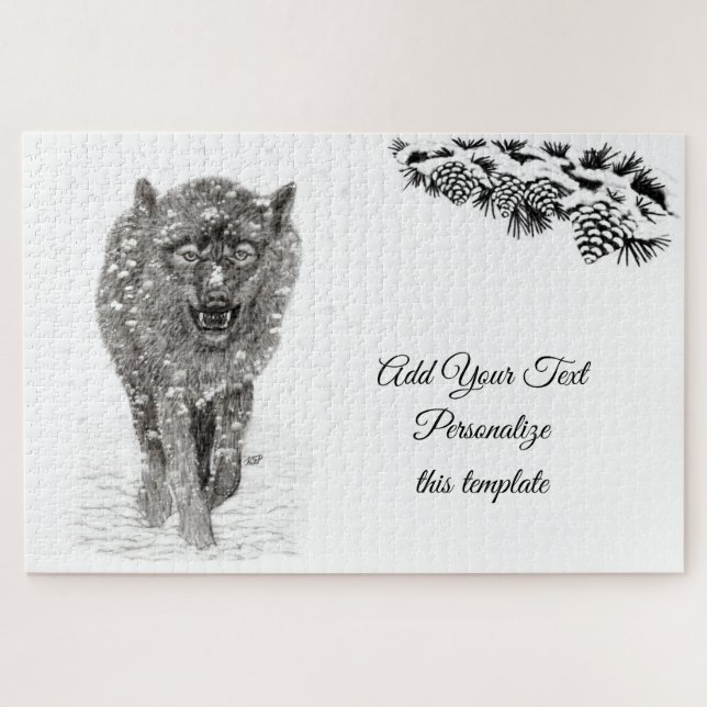 Der graue Schwarze Wolf im Schnee , der wilde Wint (Horizontal)