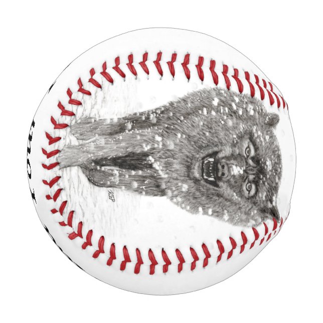 Der graue Schwarze Wolf im Schnee , der wilde Wint Baseball (Vorderseite Links)