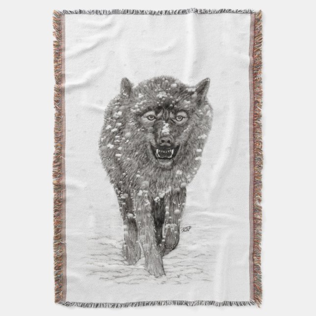 Der graue Schwarze Wolf im Schnee , der wilde Wint Decke (Vorderseite Vertikal)