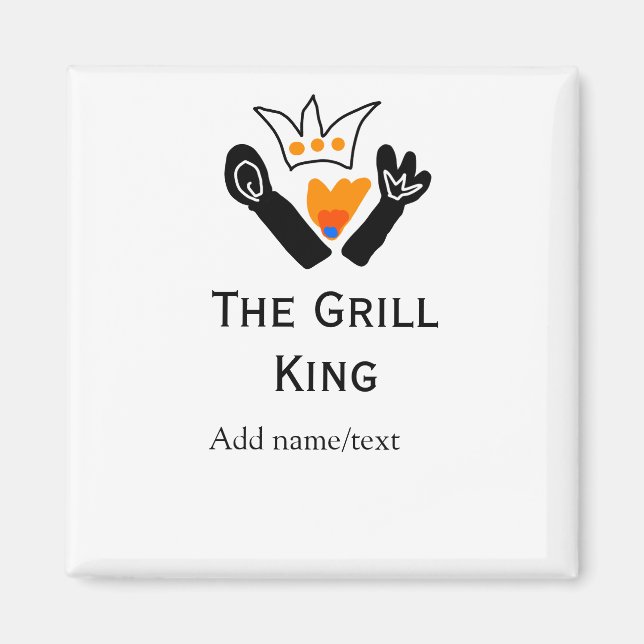 Der Grill-Meister hinzufügen Namen Text Kochen am  Magnet (Vorne)