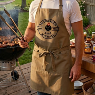 Der Grillmeister Etabliertes Jahr Name Flamme Schürze