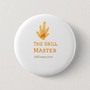 Der Grillmeister fügt Namen Text Kochen besten gel Button