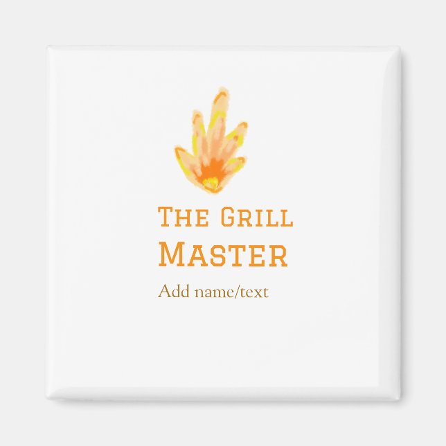 Der Grillmeister fügt Namen Text Kochen besten gel Magnet (Vorne)