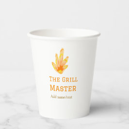 Der Grillmeister fügt Namen Text Kochen besten gel Pappbecher