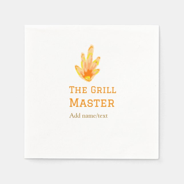 Der Grillmeister fügt Namen Text Kochen besten gel Serviette (Vorderseite)