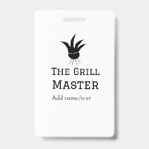 Der Grillmeister fügt Namenstext hinzu, der am bes Ausweis