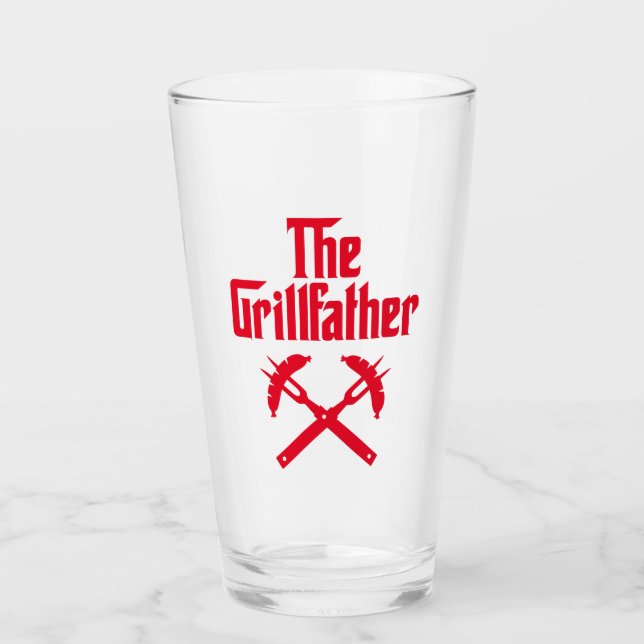 Der Grillvater mit heißen Hunden Glas (Vorderseite)