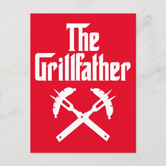 Der Grillvater mit heißen Hunden Postkarte (Vorderseite)