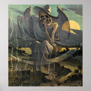 Der grimmige Sensenmann wartet mit Scythe Poster