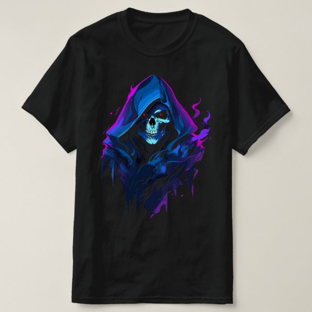 Der grimmige Sensenmann wartet, Tod selbst T-Shirt (Design vorne)