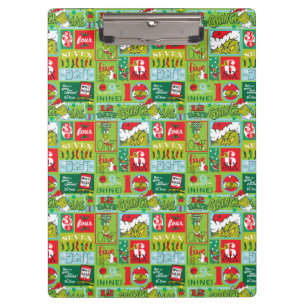 Der Grinch 12 Tage Grinchmas-Muster Klemmbrett