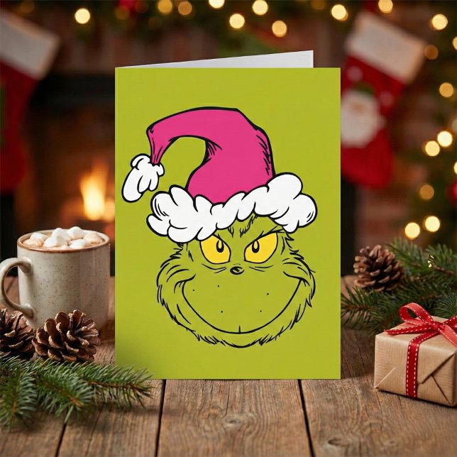 Der Grinch mit rosa Santa-Mütze Karte (Von Creator hochgeladen)