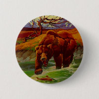 Der Grizzlybär, der wild lebende Tiere fischt,