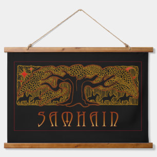 Der große BaumSamhain Wandteppich Mit Holzrahmen