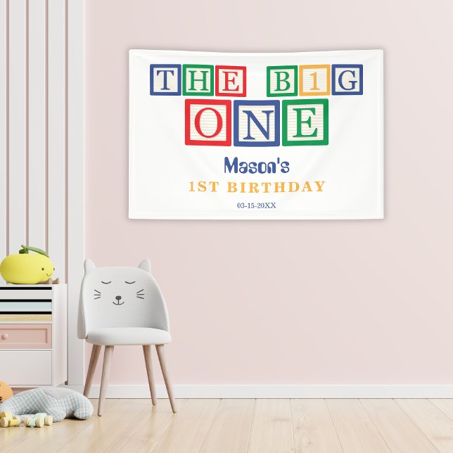 Der große Baustein Bunter Retro-1. Geburtstag  Banner (Von Creator hochgeladen)