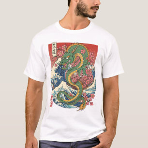 Der Große Drache und die Sakura-Welle T-Shirt