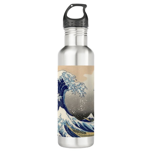 Der große Drohnenschwung von Kanagawa Edelstahlflasche (Vorderseite)