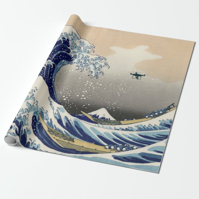 Der große Drohnenschwung von Kanagawa Geschenkpapier (Ungerollt)