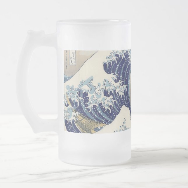 Der große Drohnenschwung von Kanagawa Mattglas Bierglas (Links)