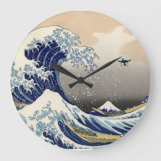 Der große Drohnenschwung von Kanagawa Wanduhr