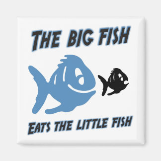 Der große Fisch frisst den kleinen Fisch Funny Mag Magnet