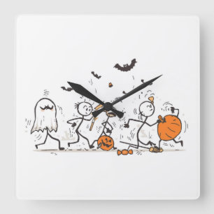Der große Halloween-Süßigkeiten-Kampf – Spielzeug- Quadratische Wanduhr