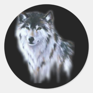 Der große heftige Wolf in allem Ruhm Runder Aufkleber
