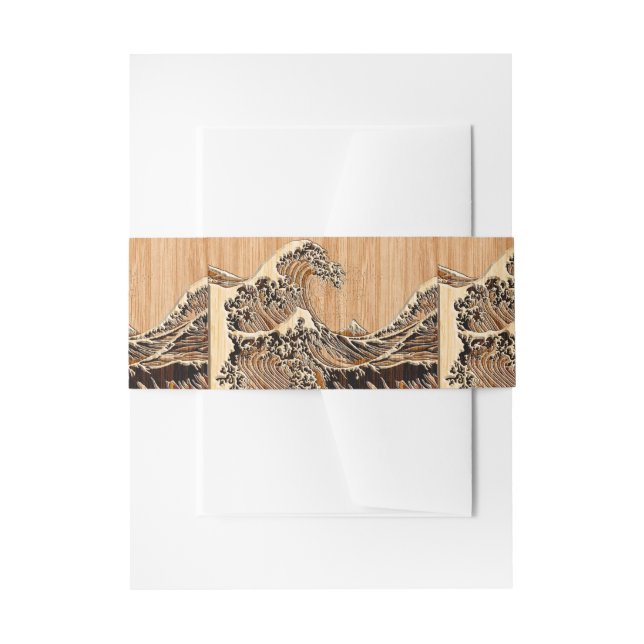 Der große Hokusai Wave Bamboo-Holzstil Einladungsbanderole (Vorderseite Beispiel)