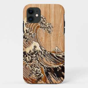 Der große Hokusai Wave Bamboo Wood Inlay Style Case-Mate iPhone Hülle