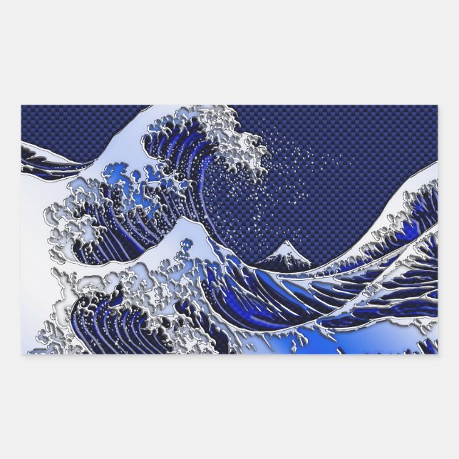 Der große Hokusai Wave Carbon Fibre Style Rechteckiger Aufkleber (Vorderseite)