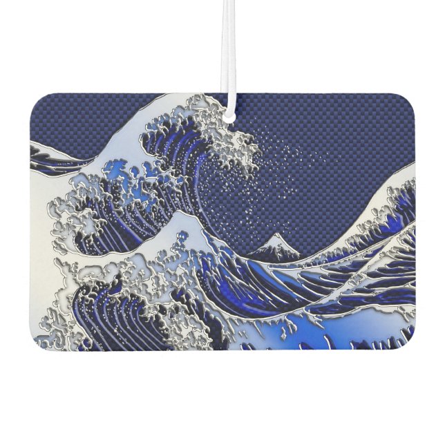 Der große Hokusai Wave Chrome Carbon Style Autolufterfrischer (Vorderseite)