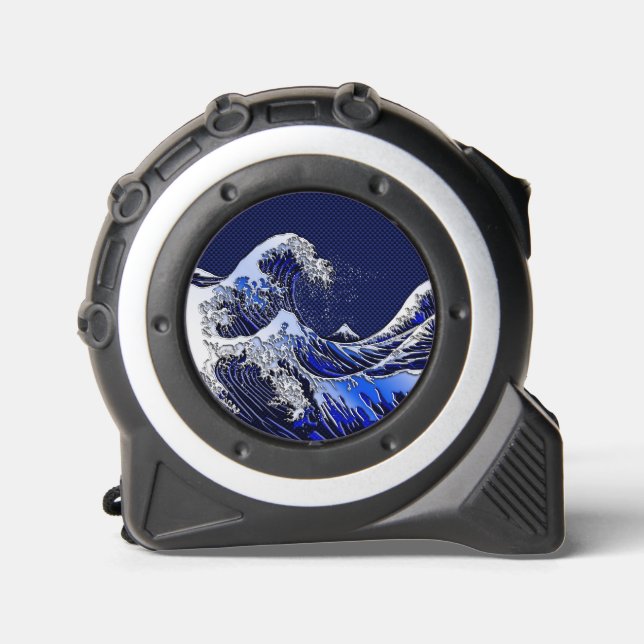 Der große Hokusai Wave Chrome Carbon Style Maßband (Vorderseite)
