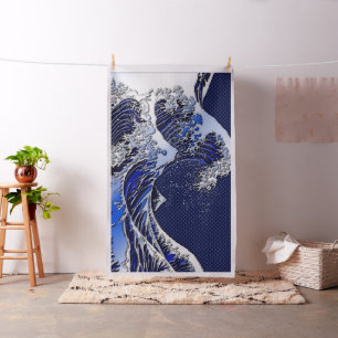 Der große Hokusai Wellen-Blau-Dekor Stoff