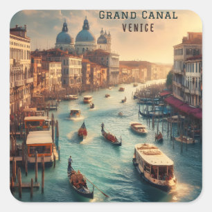 Der Große Kanal in Venedig Italien Reise Quadratischer Aufkleber