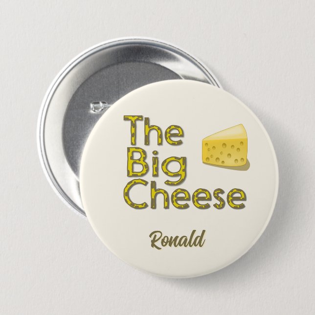 Der große Käse, der mit Namen Personalisiert ist Button (Vorne & Hinten)