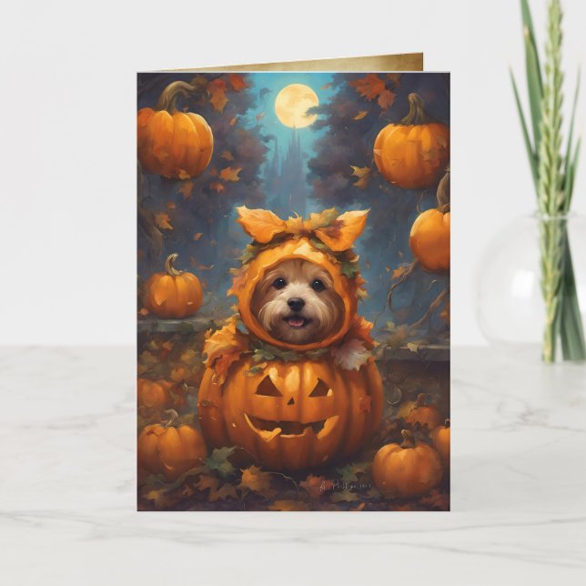 Der große Kürbiskuchen, Niedlicher Halloween-Gruß Karte (Vorderseite)